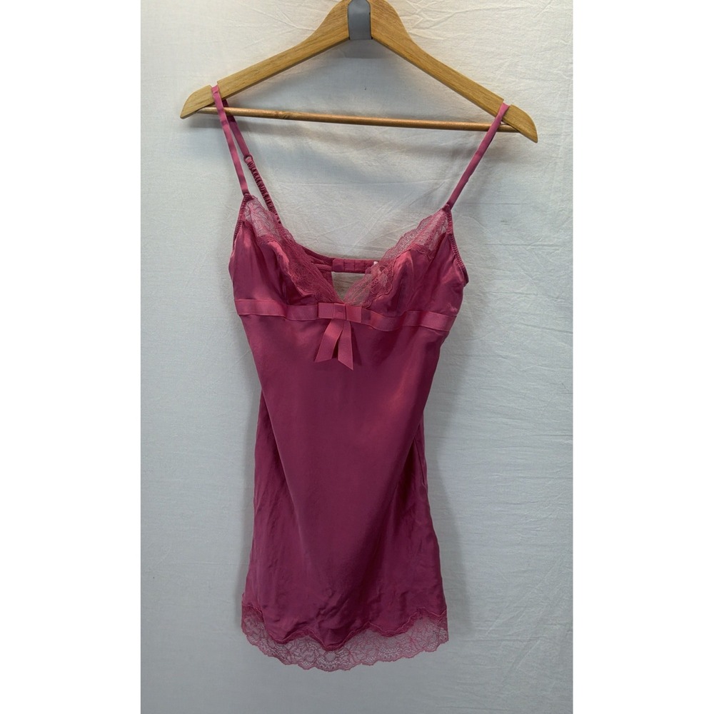 VICTORIA'S SECRET Very Sexy Babydoll Silk Bow Chemise Lingerie Top Pink Sz S